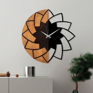 Ceas de perete, Wooden Clock, Lemn/metal, ø56 cm, Nuc / Negru imagine