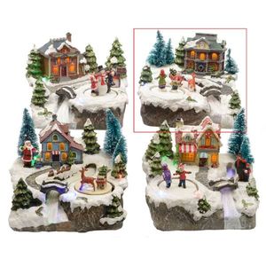 Decoratiune luminoasa Kids and deer, Lumineo, 16x19x15 cm, polirasina, multicolor imagine