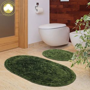 Set covorase de baie 2 piese, Alanur Home, Damaks-O, Bumbac, Verde imagine