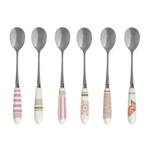 Set 6 lingurite Peonia, Brandani, 14 cm, inox/ceramica imagine