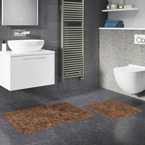 Set covorase de baie 2 piese, Alanur Home, COTTONKT000182, Bumbac, Maro imagine