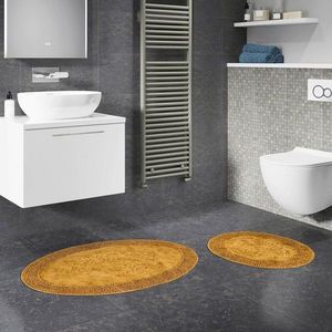 Set covorase de baie 2 piese, Alanur Home, COTTONKT000218, Bumbac, Galben mustar imagine