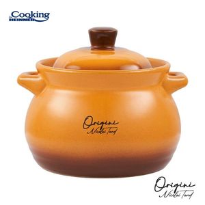 Oala cu capac 2 L, ORIGINI by Chef Nicolai Tand, Cooking by Heinner, ceramica, portocaliu degrade imagine