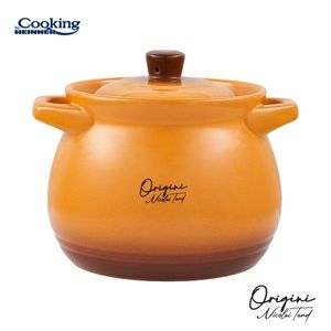 Oala cu capac 3 L, ORIGINI by Chef Nicolai Tand, Cooking by Heinner, ceramica, portocaliu degrade imagine