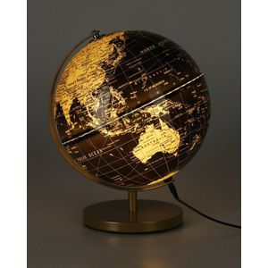 Glob pamantesc luminos decorativ, Excellent Houseware, 26x23x31 cm, USB, fier/PVC, negru/auriu imagine