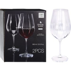 Set 2 pahare pentru vin, Excellent Houseware, 690 ml, 9x24 cm, cristal, transparent imagine