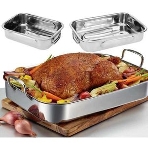 Set 3 tavi de copt din inox Roasting, Excellent Houseware, 36x27x6 cm, argintiu imagine