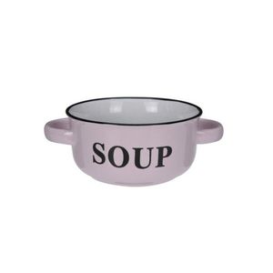 Bol Soup v2, Excellent Houseware, 18x13x6.5 cm, 490 ml, ceramica, roz deschis imagine