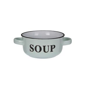 Bol Soup v3, Excellent Houseware, 18x13x6.5 cm, 490 ml, ceramica, verde deschis imagine