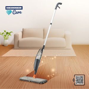 Mop spray multifunctional Mega Clean, Heinner Care, 520 ml, aluminiu/cauciuc/microfibra, gri/portocaliu imagine