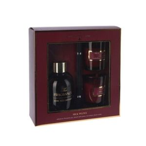 Set parfum camera cu lumanari Silky Peony bujor bordo 80 ml imagine