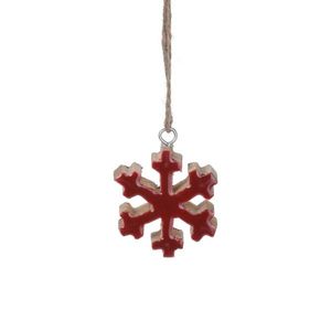 Decoratiune brad fulg Winter Snowflake rosu 5.5x6 cm imagine