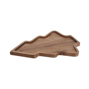 Platou servire din lemn de acacia Natural Christmas natur 28.5x20 cm imagine