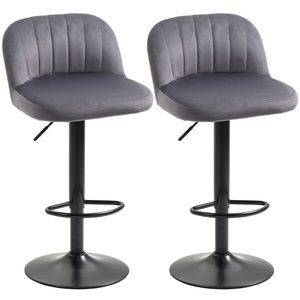 HOMCOM Set de 2 Scaune de Bar Elegante cu Efect de Catifea Reglabile pentru Bucătărie sau Living 43x45x81-101cm | Aosom Romania imagine