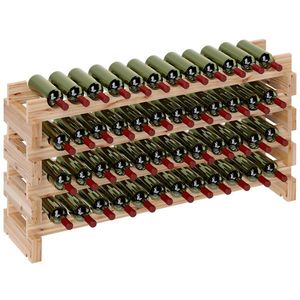 HOMCOM Raft pentru Sticle de Vin, Etajeră pentru Sticle cu 4 Rafturi pentru 48 Sticle, 114x28x56, 5 cm, Lemn Natural | Aosom Romania imagine