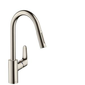 Baterie bucatarie Hansgrohe Focus 240 dus extractibil inox optic imagine