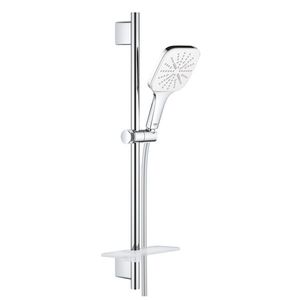 Set de dus Grohe Rainshower SmartActive 130 Cube cu para de dus 3 jeturi furtun 175cm si bara 60cm savoniera moon white imagine