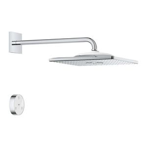 Palarie de dus Grohe Rainshowe SmartConnect 310 Cube cu 2 jeturi si brat de dus 422mm de perete crom imagine