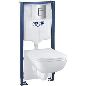 Set complet Grohe Solido 5-in-1 cu vas wc Start Edge si capac rezervor incastrat cu cadru si clapeta Even crom imagine