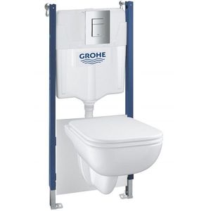 Set complet Grohe Solido Compact 5-in-1 cu vas wc Start Edge capac rezervor incastrat cu cadru si clapeta Even crom imagine