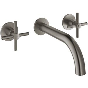 Baterie lavoar Grohe Atrio din 3 elemente 180mm de perete manere cruce necesita corp ingropat brushed hard graphite imagine