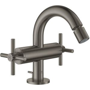 Baterie bideu Grohe Atrio M cu dubla comanda ventil pop-up manere cruce brushed hard graphite imagine