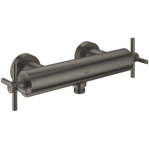 Baterie dus Grohe Atrio cu dubla comanda manere cruce brushed hard graphite imagine