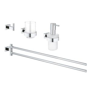 Set 3 accesorii baie Grohe Essentials Cube Master 4-in-1 crom imagine