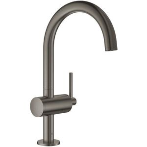 Baterie lavoar Grohe Atrio L cu pipa inalta ventil click-clack brushed hard graphite imagine