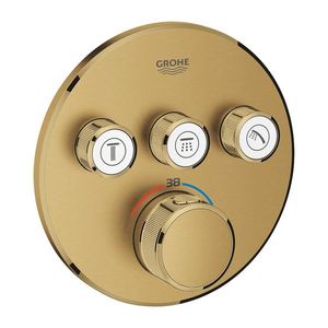 Baterie cada - dus termostatata Grohe Grohtherm SmartControl Round cu 3 functii montaj incastrat necesita corp ingropat brushed cool sunrise imagine