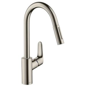 Baterie bucatarie Hansgrohe M4116-H240 ComfortZone 240 dus extractibil cu doua tipuri de jet finisaj Inox imagine