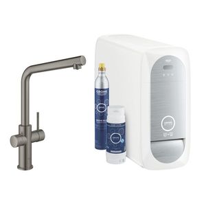 Baterie bucatarie Grohe Blue Home cu pipa L sistem filtrare starter kit brushed hard graphite imagine