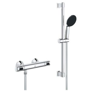 Baterie dus termostatata Grohe Precision Flow cu set de dus Vitalio Start 110 cu bara 60cm crom imagine