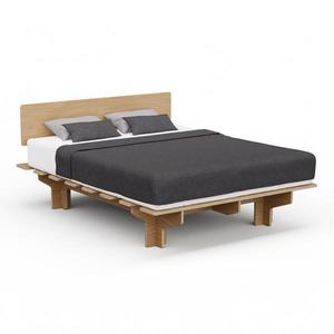 Blumfeldt NordicAura Queen cadru pat dublu, 160 cm x 200 cm, robust, fără unelte, lemn de eucalipt, raft imagine