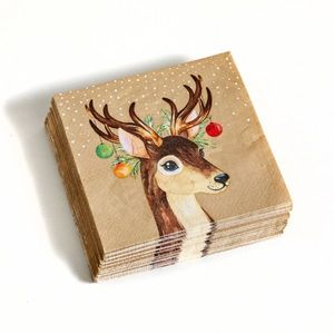 Set de 20 de șervețele de hârtie cu motiv de ren imagine