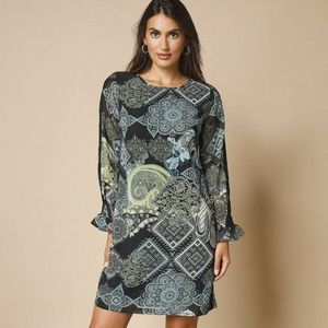 Rochie dreaptă cu imprimeu patchwork imagine