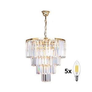 Lustră de cristal pe lanț Brilagi MOZART 5xE14/40W/230V auriu imagine