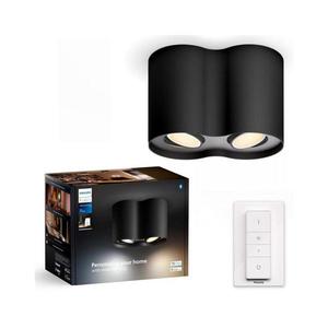 Spot LED dimabil Philips Hue PILLAR 2xGU10/4, 2W/230V negru + telecomandă imagine