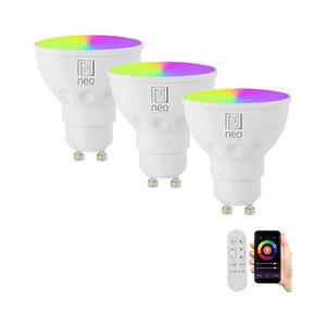 SET 3x bec LED RGB dimabil NEO 07724CDO GU10/6W/230V Wi-Fi Tuya + telecomandă imagine