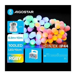 Instalație LED RGBY de Crăciun de exterior 100xLED/3xAA/8 funcții 10, 3 m IP44 imagine