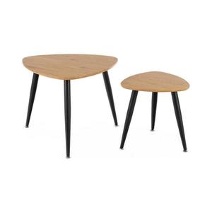 SET 2x măsuță laterală NICEA d. 40/60 cm stejar auriu/negru imagine