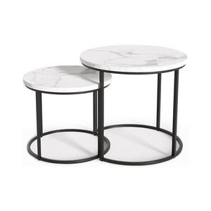 SET 2x măsuță de cafea OREO d. 43/53 cm negru/decor marmorat imagine