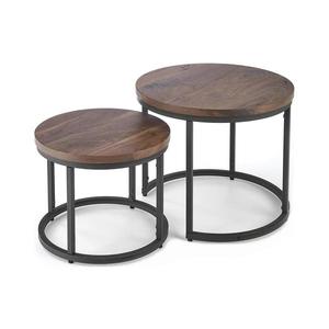 SET 2x măsuță de cafea OREO d. 43/53 cm negru/nuc imagine