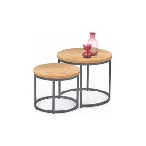 SET 2x măsuță de cafea OREO d. 43/53 cm antracit/stejar auriu imagine