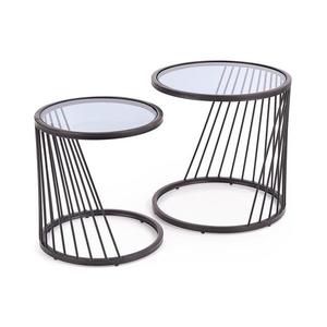 SET 2x măsuță de cafea ANTILLA d. 42/50 cm negru/fumuriu imagine