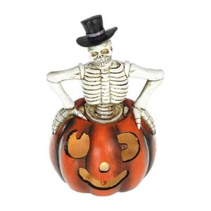 Decorațiune LED HALLOWEEN LED/2xLR44/alb cald schelet în dovleac, rășină imagine