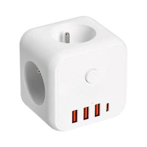 Multipriză cu întrerupător LINEA 3x230V + 4xUSB c.a. alb imagine