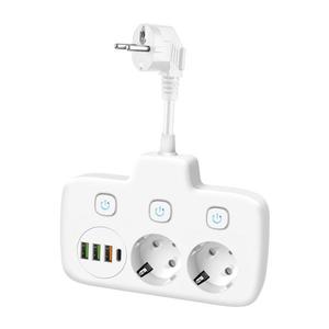 Multipriză cu întrerupător LINEA 2x230V + 4xUSB c.a. alb imagine