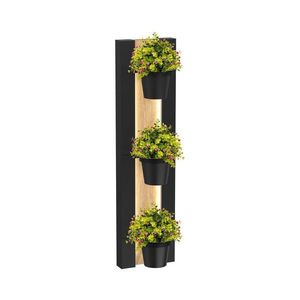 Raft de perete cu ghivece de flori și iluminare LED SHELF 90x18 cm negru imagine