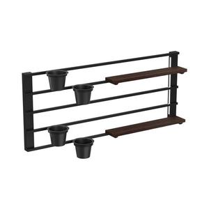 Raft de perete cu ghivece de flori și iluminare LED SHELF 50x118 cm negru/maro imagine